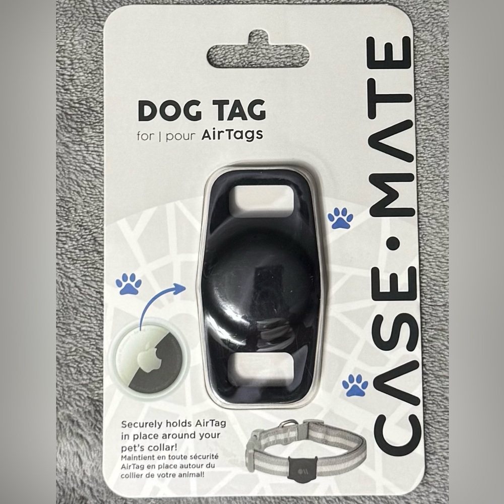 Case-Mate Black Dog Tag for AirTags Holder Lightweight Water Resistant